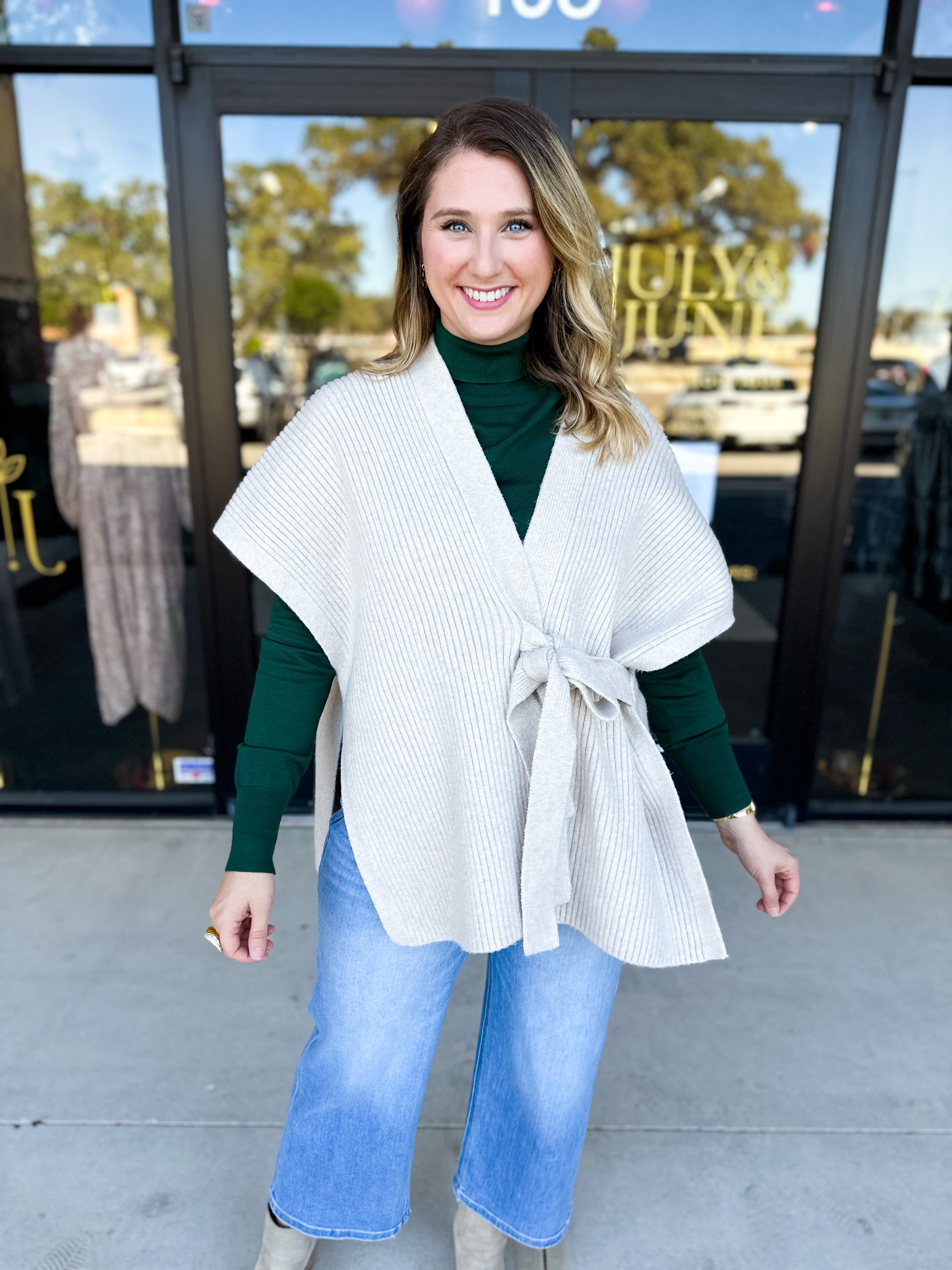 THML - Chic Knit Cardigan Wrap - Cream-230 Sweaters/Cardis-THML-July & June Women's Fashion Boutique Located in San Antonio, Texas