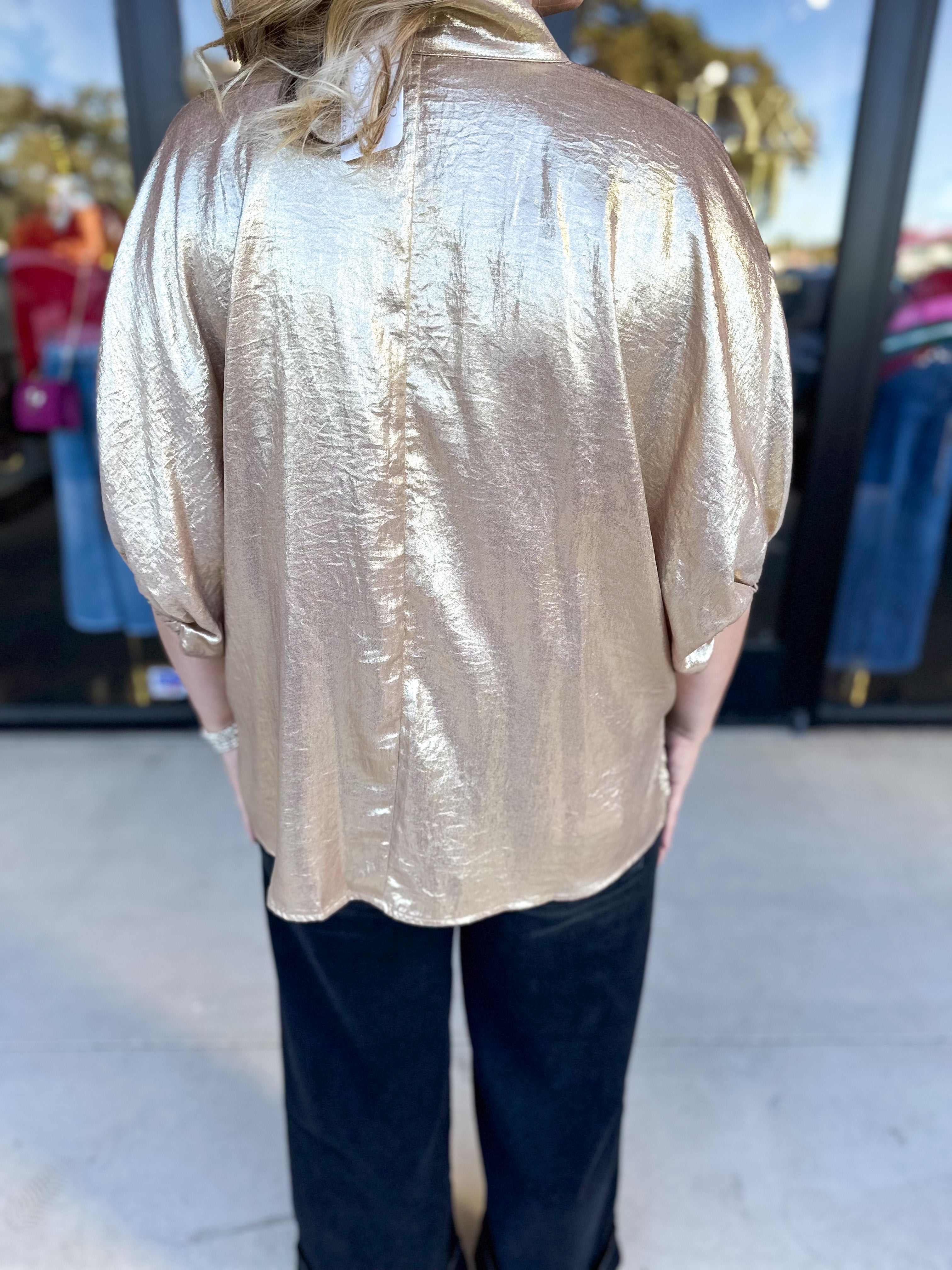 Celebration Blouse - Gold-200 Fashion Blouses-ENTRO-July & June Women's Fashion Boutique Located in San Antonio, Texas