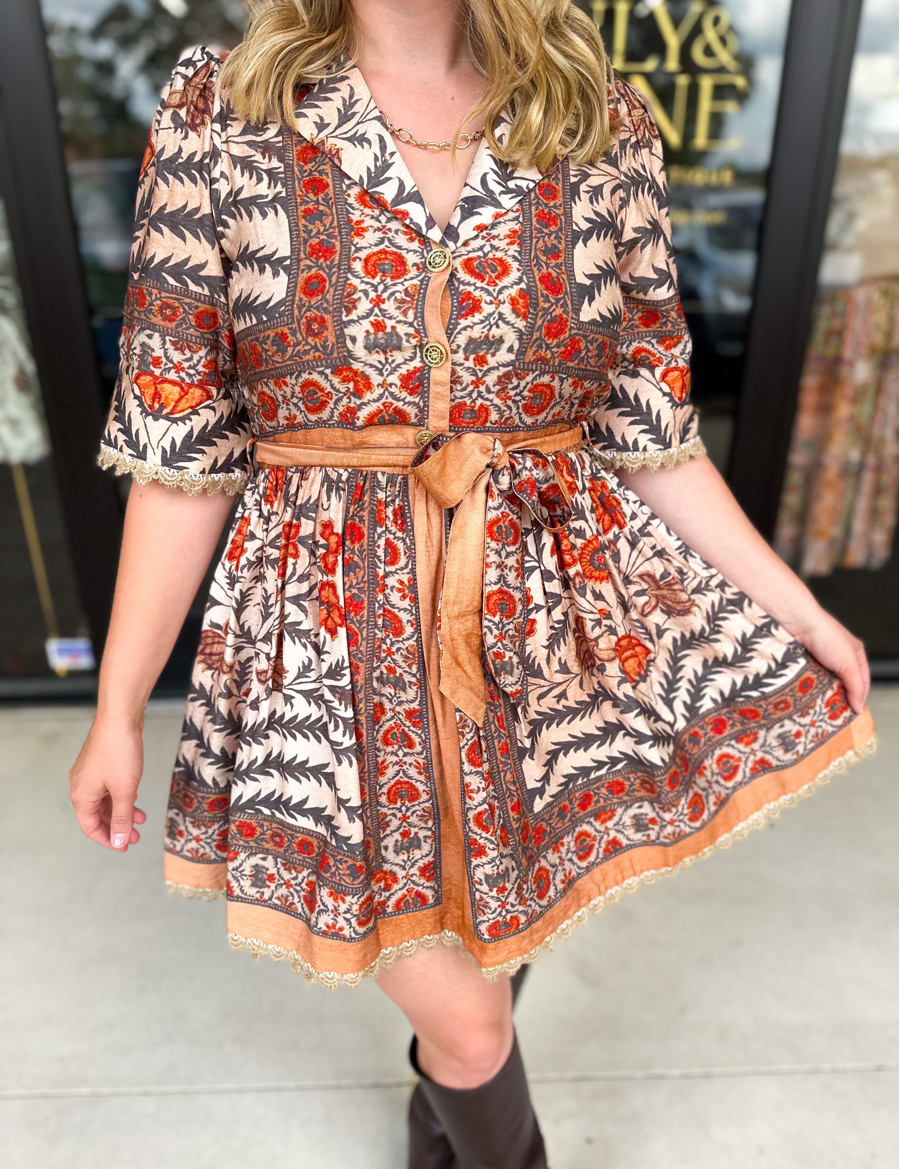 Charcoal Boho Mini Dress-510 Mini-ENTRO-July & June Women's Fashion Boutique Located in San Antonio, Texas