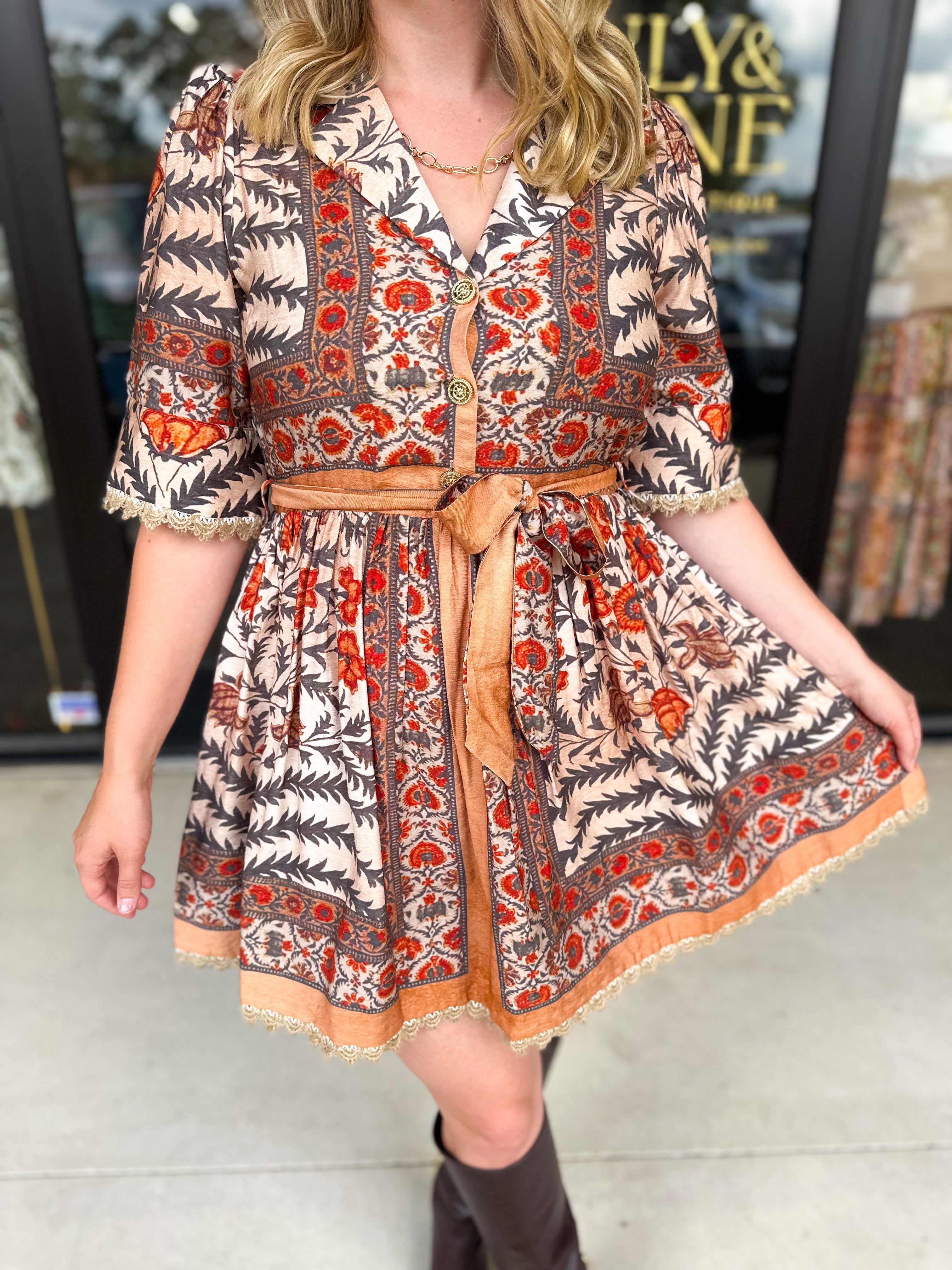 Charcoal Boho Mini Dress-510 Mini-ENTRO-July & June Women's Fashion Boutique Located in San Antonio, Texas