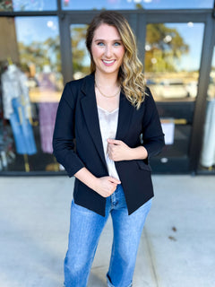 The Blair Blazer - Black-600 Outerwear-SKIES ARE BLUE-July & June Women's Fashion Boutique Located in San Antonio, Texas