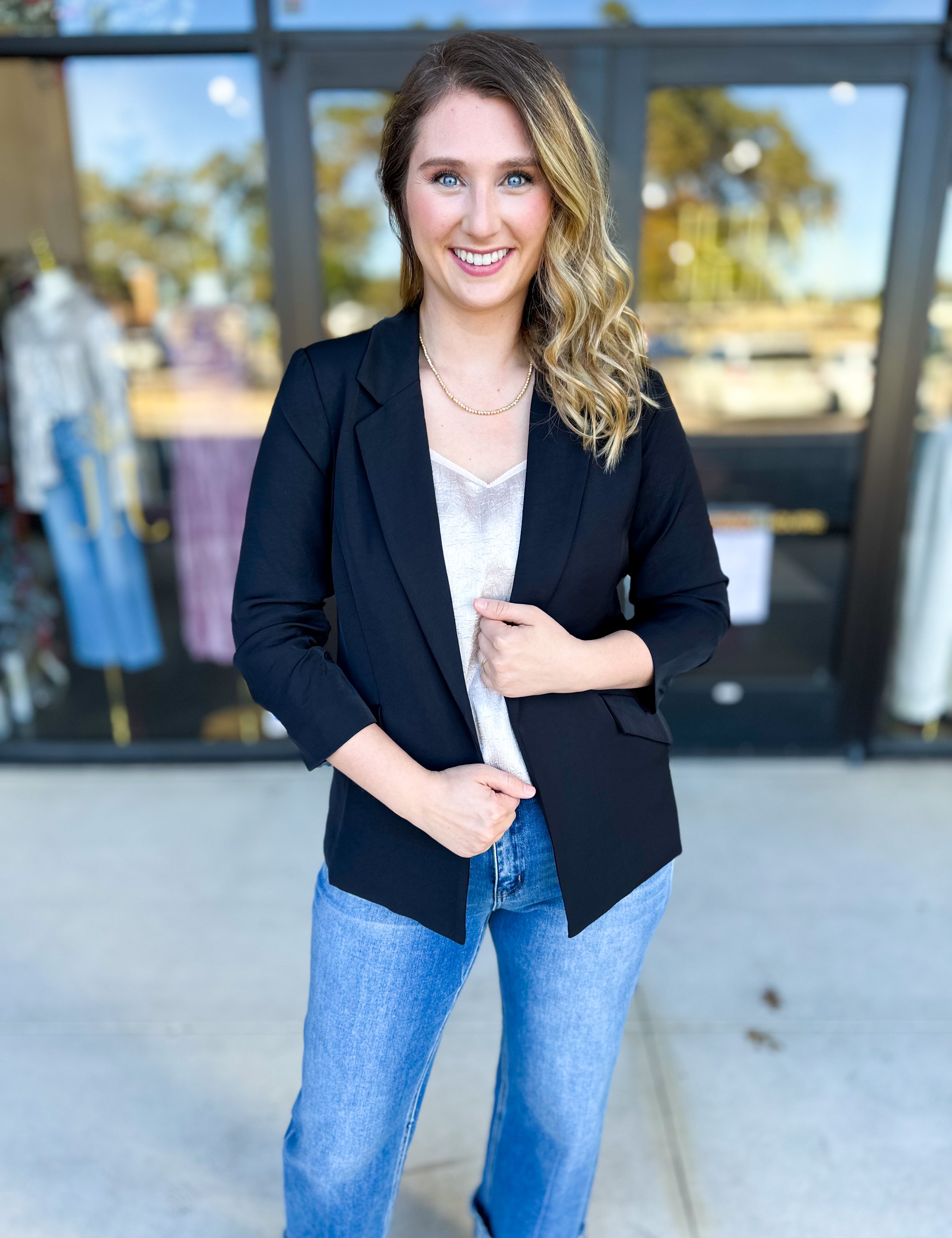 The Blair Blazer - Black-600 Outerwear-SKIES ARE BLUE-July & June Women's Fashion Boutique Located in San Antonio, Texas