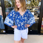 Katie Floral Blouse-200 Fashion Blouses-PINCH-July & June Women's Fashion Boutique Located in San Antonio, Texas