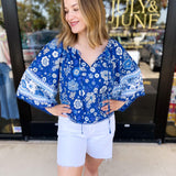 Katie Floral Blouse-200 Fashion Blouses-PINCH-July & June Women's Fashion Boutique Located in San Antonio, Texas