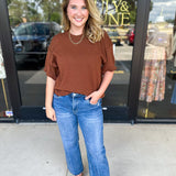 The Ella Knit Sweater Top - Brown-230 Sweaters/Cardis-JODIFL-July & June Women's Fashion Boutique Located in San Antonio, Texas