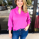 Mary Square - Jocelyn Blouse - Hot Pink-200 Fashion Blouses-MARY SQUARE-July & June Women's Fashion Boutique Located in San Antonio, Texas