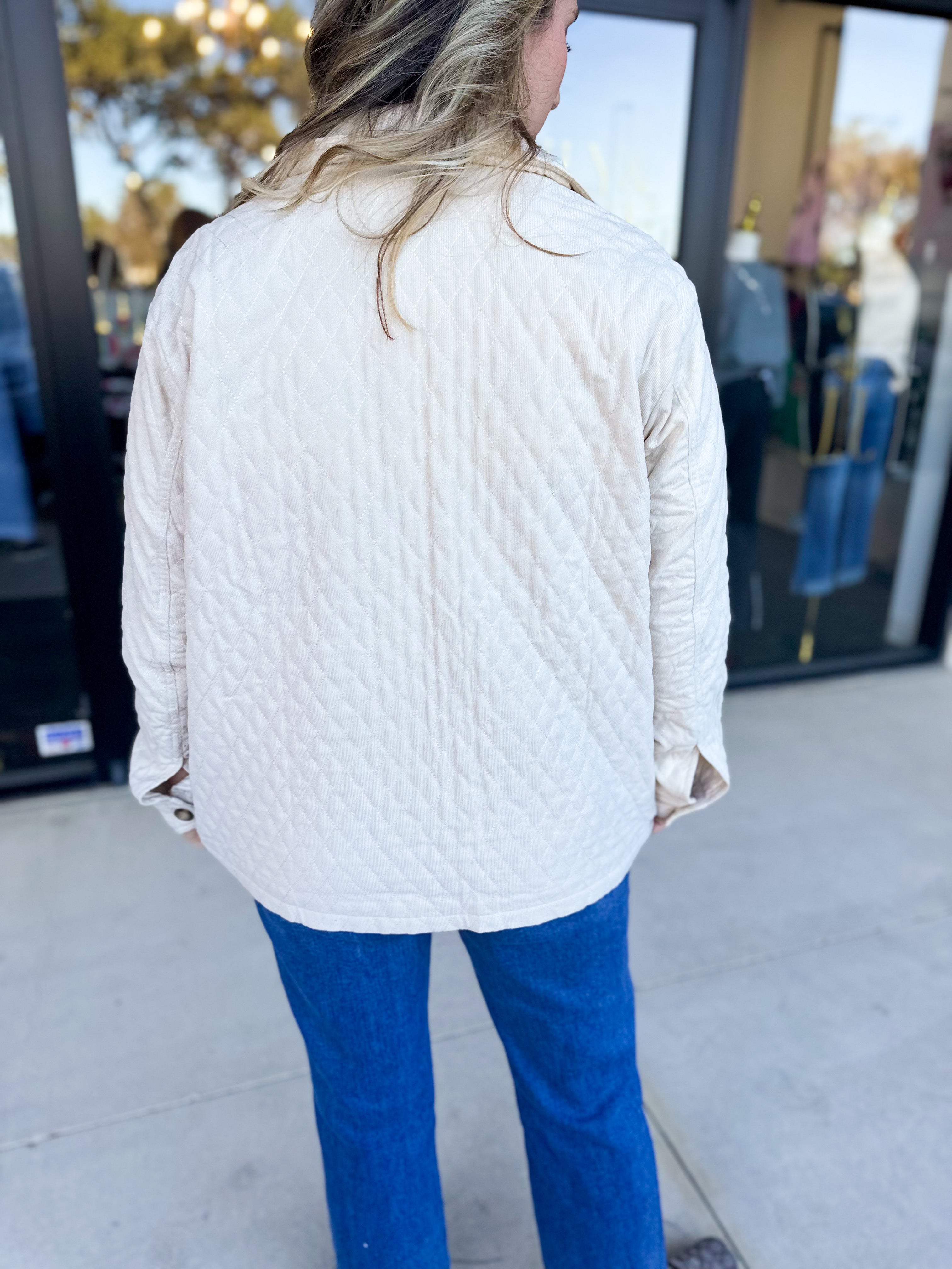 Cream Quilted Jacket-600 Outerwear-LISTICLE-July & June Women's Fashion Boutique Located in San Antonio, Texas