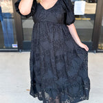 Midnight Textured Midi Dress-500 Midi-POLOGRAM-July & June Women's Fashion Boutique Located in San Antonio, Texas