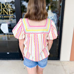 THML - Neon Fiesta Blouse-200 Fashion Blouses-THML-July & June Women's Fashion Boutique Located in San Antonio, Texas