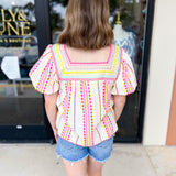 THML - Neon Fiesta Blouse-200 Fashion Blouses-THML-July & June Women's Fashion Boutique Located in San Antonio, Texas