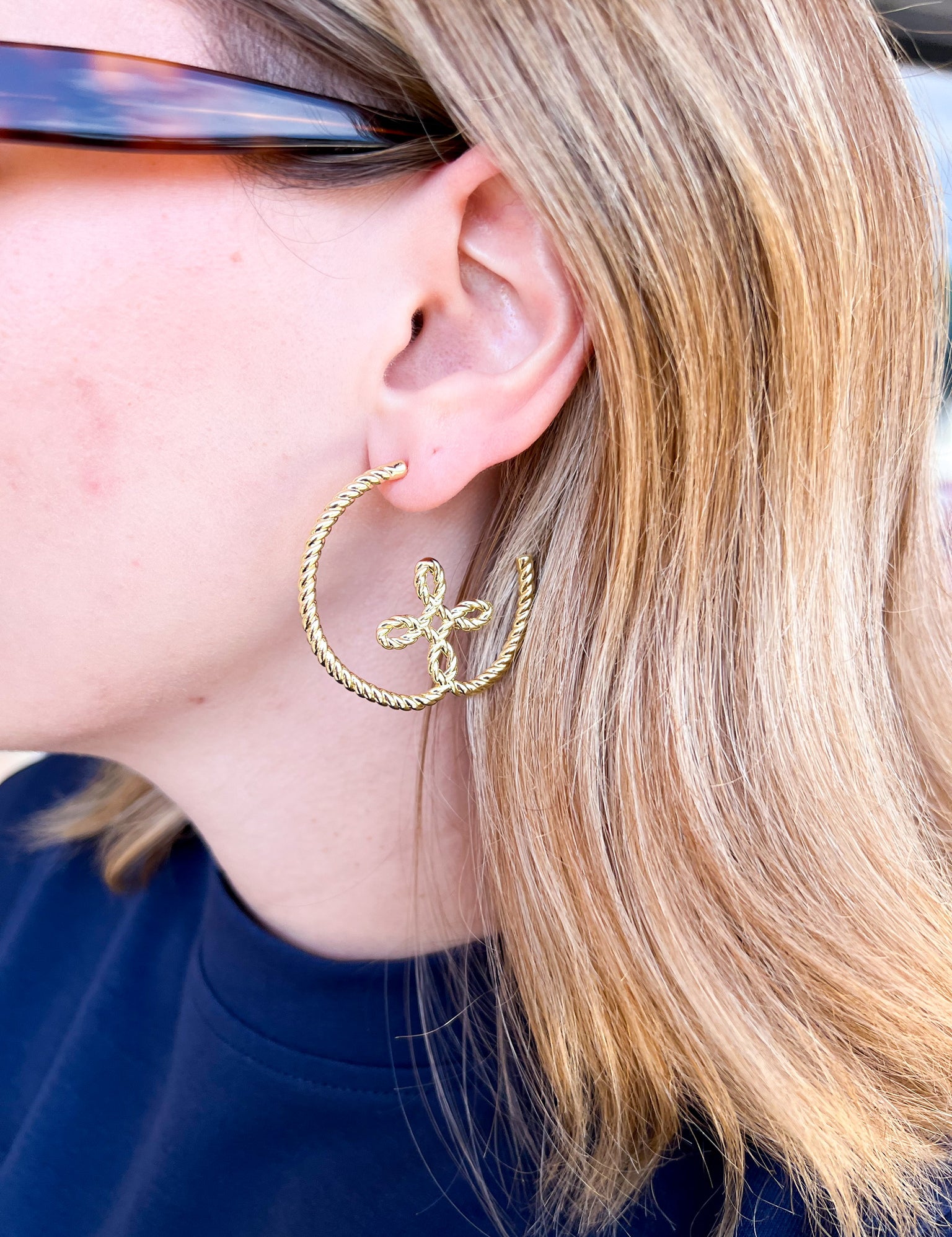 Natalie Wood - Seaside Cross Hoops in Gold-110 Jewelry & Hair-Natalie Wood-July & June Women's Fashion Boutique Located in San Antonio, Texas