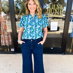 Mary Square - Lainey Reflecting Green Blouse-200 Fashion Blouses-MARY SQUARE-July & June Women's Fashion Boutique Located in San Antonio, Texas