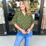 THML - Floral Suede Blouse-200 Fashion Blouses-THML-July & June Women's Fashion Boutique Located in San Antonio, Texas