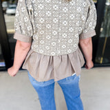 The Fall Peplum Top - Light Mocha-200 Fashion Blouses-ENTRO-July & June Women's Fashion Boutique Located in San Antonio, Texas