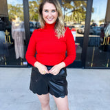 Classic Turtleneck Sweater Top - Red-230 Sweaters/Cardis-SKIES ARE BLUE-July & June Women's Fashion Boutique Located in San Antonio, Texas