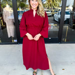 Classic Midi Dress - Deep Red-500 Midi-JODIFL-July & June Women's Fashion Boutique Located in San Antonio, Texas