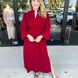 Classic Midi Dress - Deep Red-500 Midi-JODIFL-July & June Women's Fashion Boutique Located in San Antonio, Texas