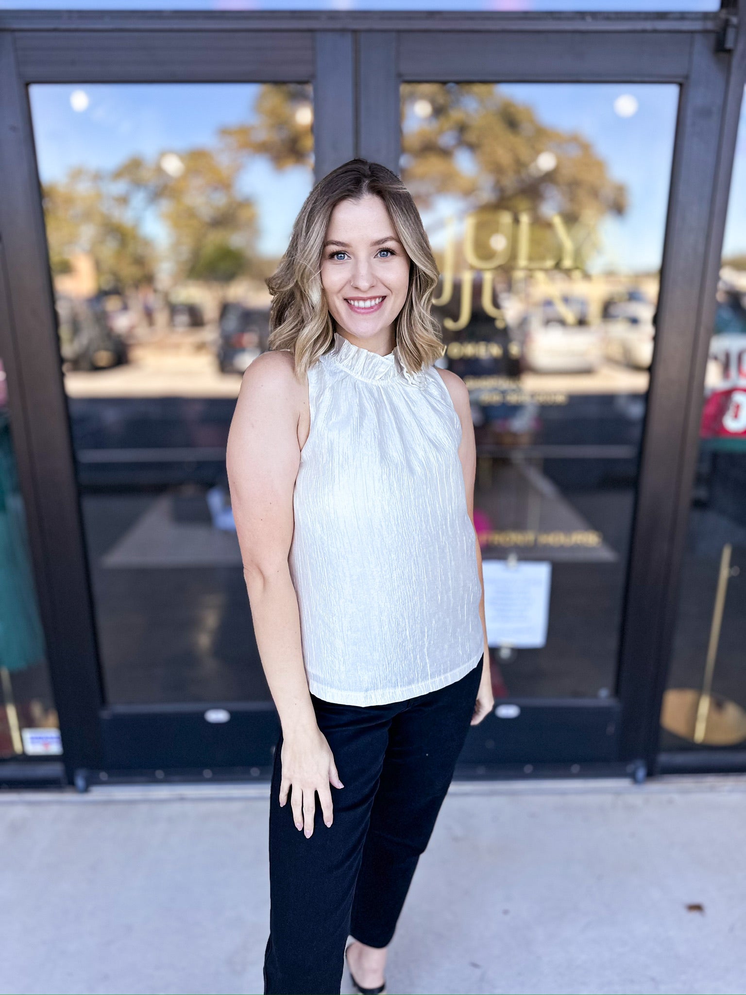High Neck Tank-200 Fashion Blouses-PINCH-July & June Women's Fashion Boutique Located in San Antonio, Texas