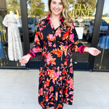 Bold Paisley Floral Print Midi Dress-500 Midi-JODIFL-July & June Women's Fashion Boutique Located in San Antonio, Texas
