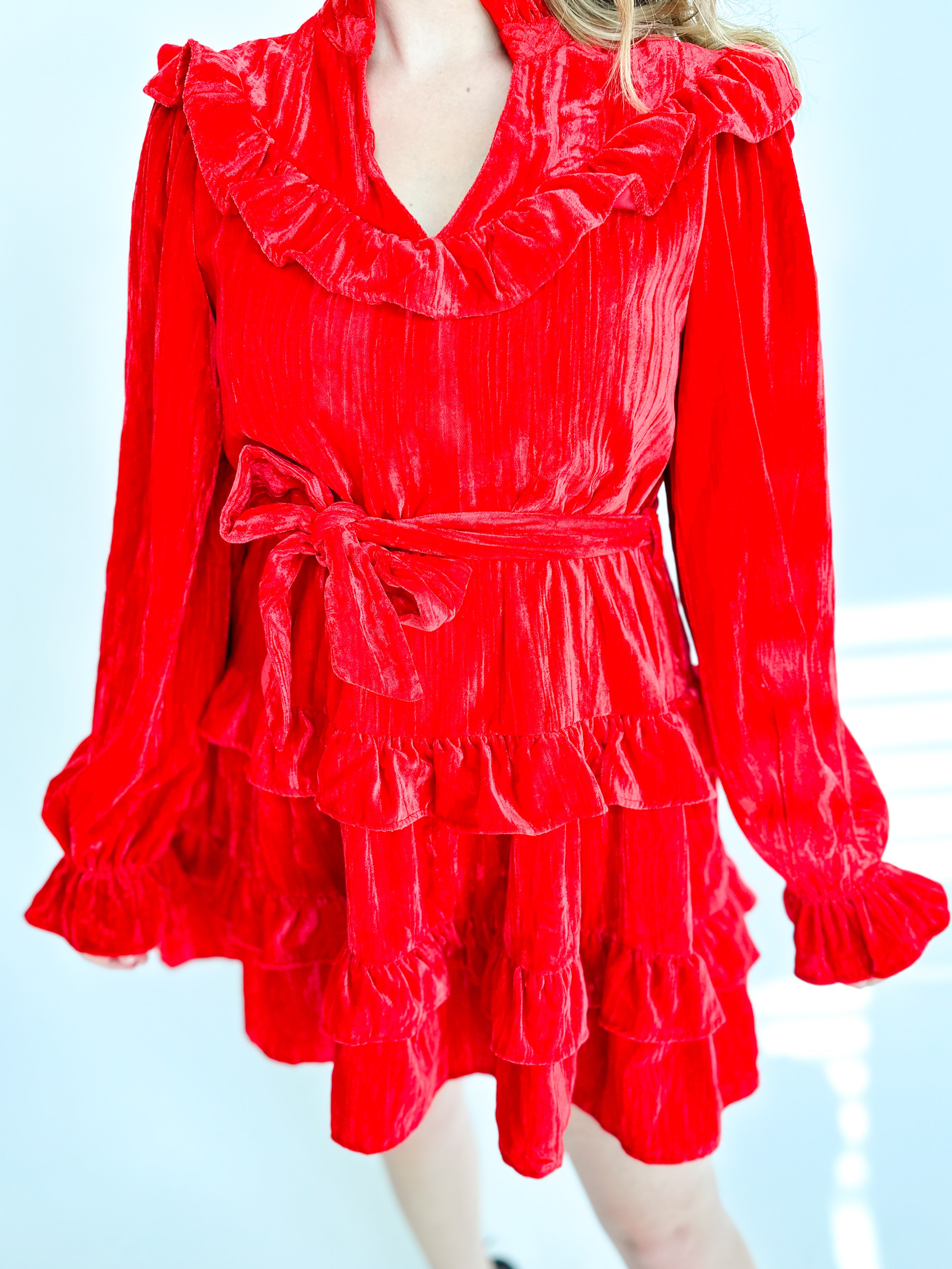 Festive Fun Mini Dress - Red Velvet-510 Mini-FANTASTIC FAWN-July & June Women's Fashion Boutique Located in San Antonio, Texas