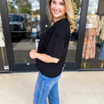 The Ella Knit Sweater Top - Black-230 Sweaters/Cardis-JODIFL-July & June Women's Fashion Boutique Located in San Antonio, Texas