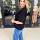The Ella Knit Sweater Top - Black-230 Sweaters/Cardis-JODIFL-July & June Women's Fashion Boutique Located in San Antonio, Texas