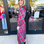 Mary Square - Gracelyn Plaid About You Pink Midi Dress-500 Midi-MARY SQUARE-July & June Women's Fashion Boutique Located in San Antonio, Texas