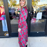 Mary Square - Gracelyn Plaid About You Pink Midi Dress-500 Midi-MARY SQUARE-July & June Women's Fashion Boutique Located in San Antonio, Texas