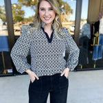 Mary Square- The Kayla High Notes Blouse-200 Fashion Blouses-MARY SQUARE-July & June Women's Fashion Boutique Located in San Antonio, Texas