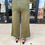 Olive Suede Scalloped Pants-400 Pants-JODIFL-July & June Women's Fashion Boutique Located in San Antonio, Texas