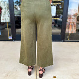Olive Suede Scalloped Pants-400 Pants-JODIFL-July & June Women's Fashion Boutique Located in San Antonio, Texas
