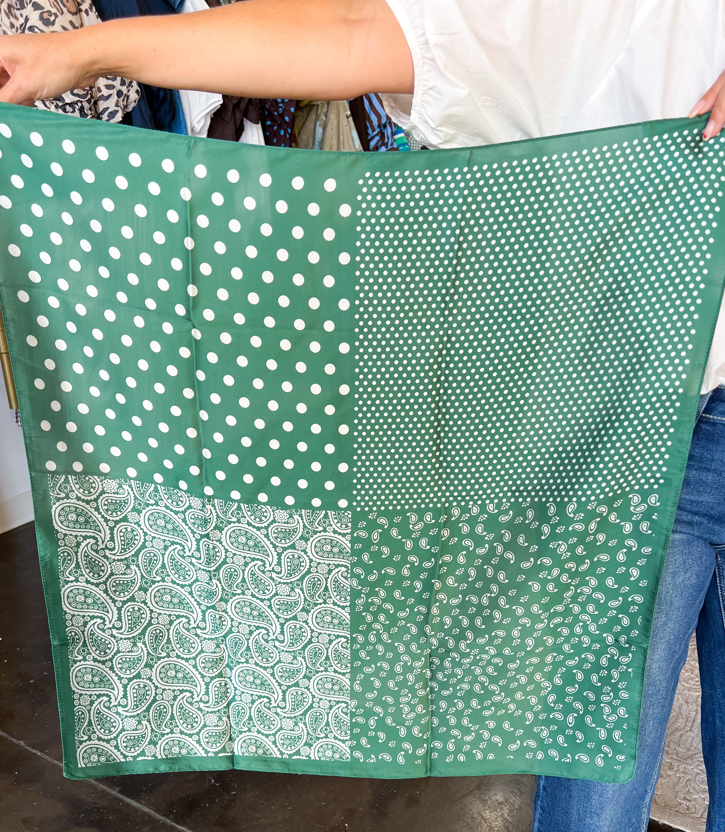 Paisley Square Scarf - Green-130 ACCESSORIES-SHIRALEAH-July & June Women's Fashion Boutique Located in San Antonio, Texas