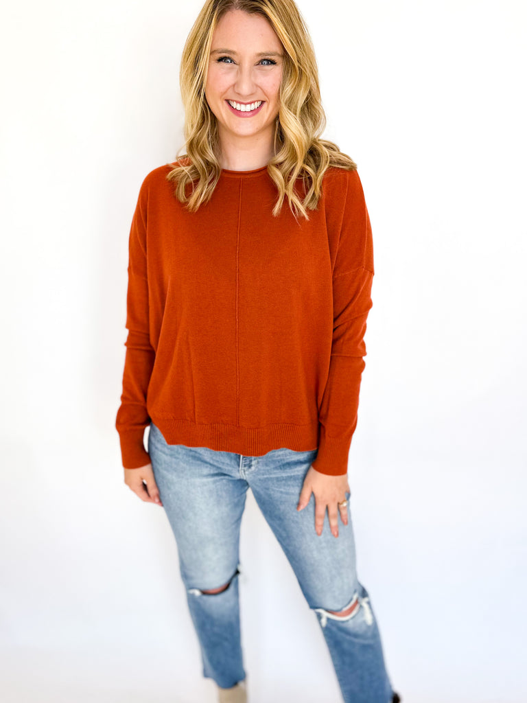 Softest Basic Sweater- Pumpkin Spice-230 Sweaters/Cardis-&MERCI-July & June Women's Fashion Boutique Located in San Antonio, Texas