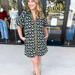 Retro Floral Mini Dress - Black-510 Mini-ENTRO-July & June Women's Fashion Boutique Located in San Antonio, Texas