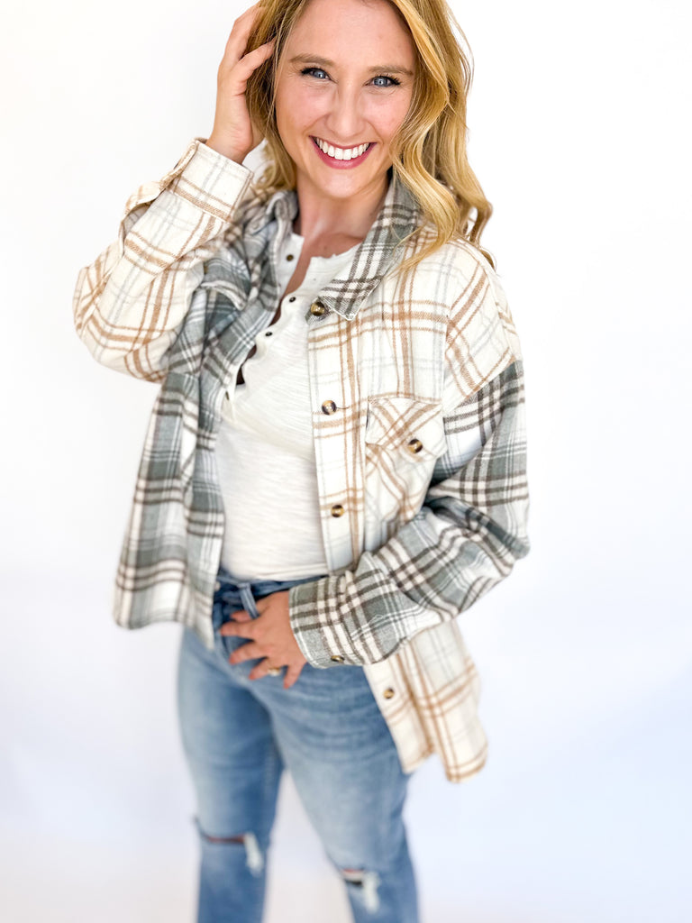 Neutral Love Plaid Flannel-200 Fashion Blouses-GILLI CLOTHING-July & June Women's Fashion Boutique Located in San Antonio, Texas
