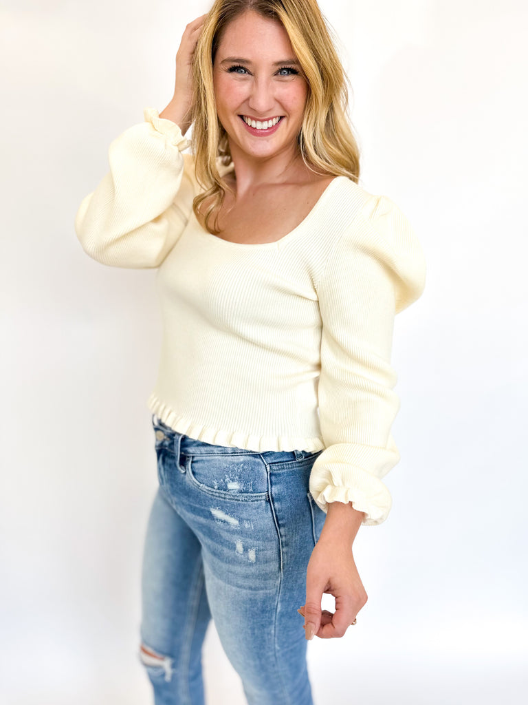 Cream Girl Next Door Sweater-230 Sweaters/Cardis-GILLI CLOTHING-July & June Women's Fashion Boutique Located in San Antonio, Texas