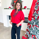 The Stacy Blouse - Red-200 Fashion Blouses-ENTRO-July & June Women's Fashion Boutique Located in San Antonio, Texas