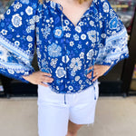Katie Floral Blouse-200 Fashion Blouses-PINCH-July & June Women's Fashion Boutique Located in San Antonio, Texas
