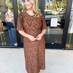 Fall Lace Midi Dress - Chocolate-500 Midi-POLOGRAM-July & June Women's Fashion Boutique Located in San Antonio, Texas
