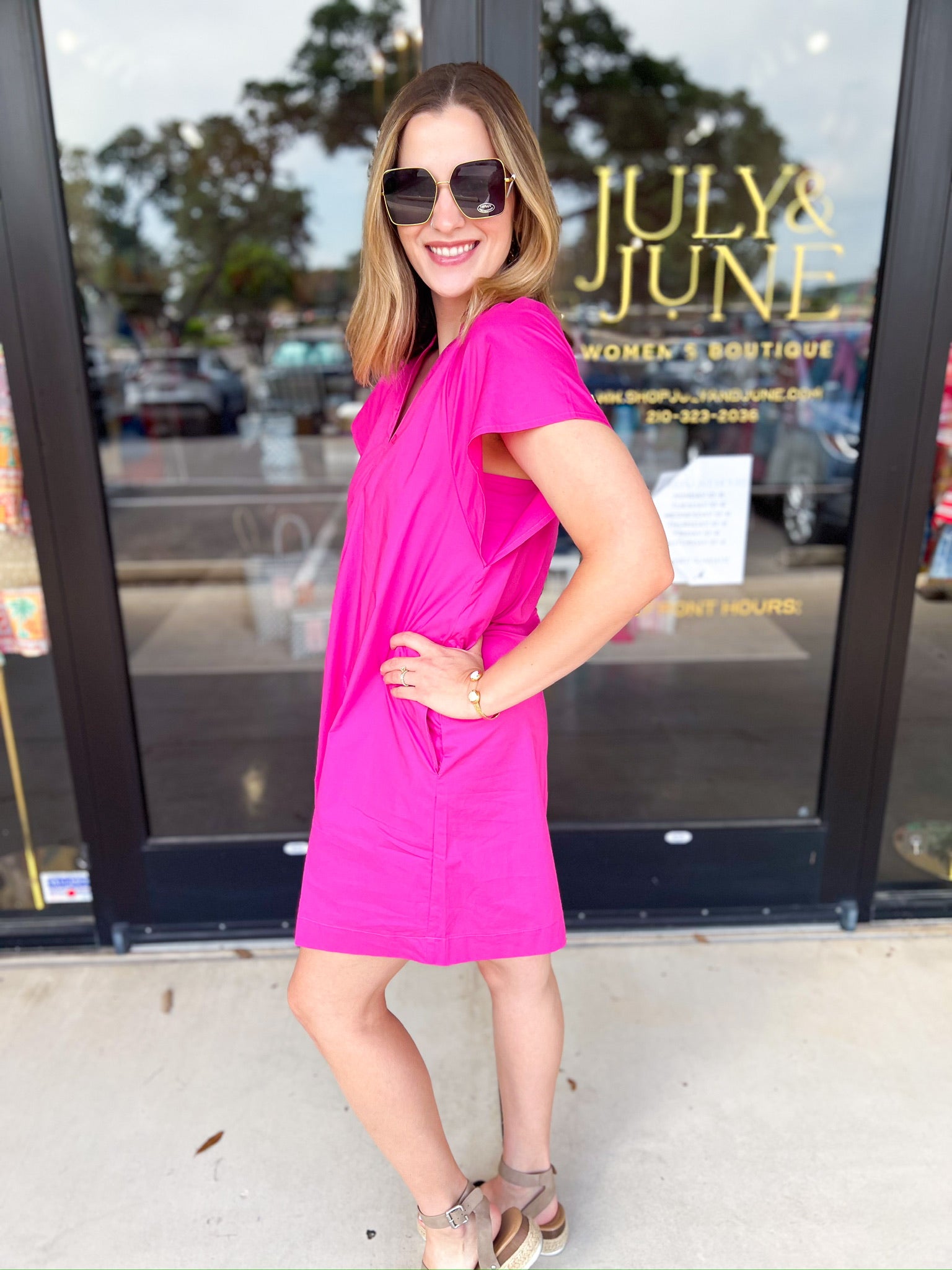The Melinda Mini Dress - Pink-510 Mini-PINCH-July & June Women's Fashion Boutique Located in San Antonio, Texas