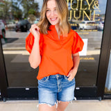 Orange Crush Blouse-200 Fashion Blouses-PINCH-July & June Women's Fashion Boutique Located in San Antonio, Texas