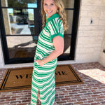 Casual Striped Midi Dress - Kelly Green-500 Midi-ENTRO-July & June Women's Fashion Boutique Located in San Antonio, Texas