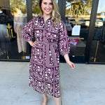The Wrenlee Wrap Midi Dress - Wine-500 Midi-POLOGRAM-July & June Women's Fashion Boutique Located in San Antonio, Texas