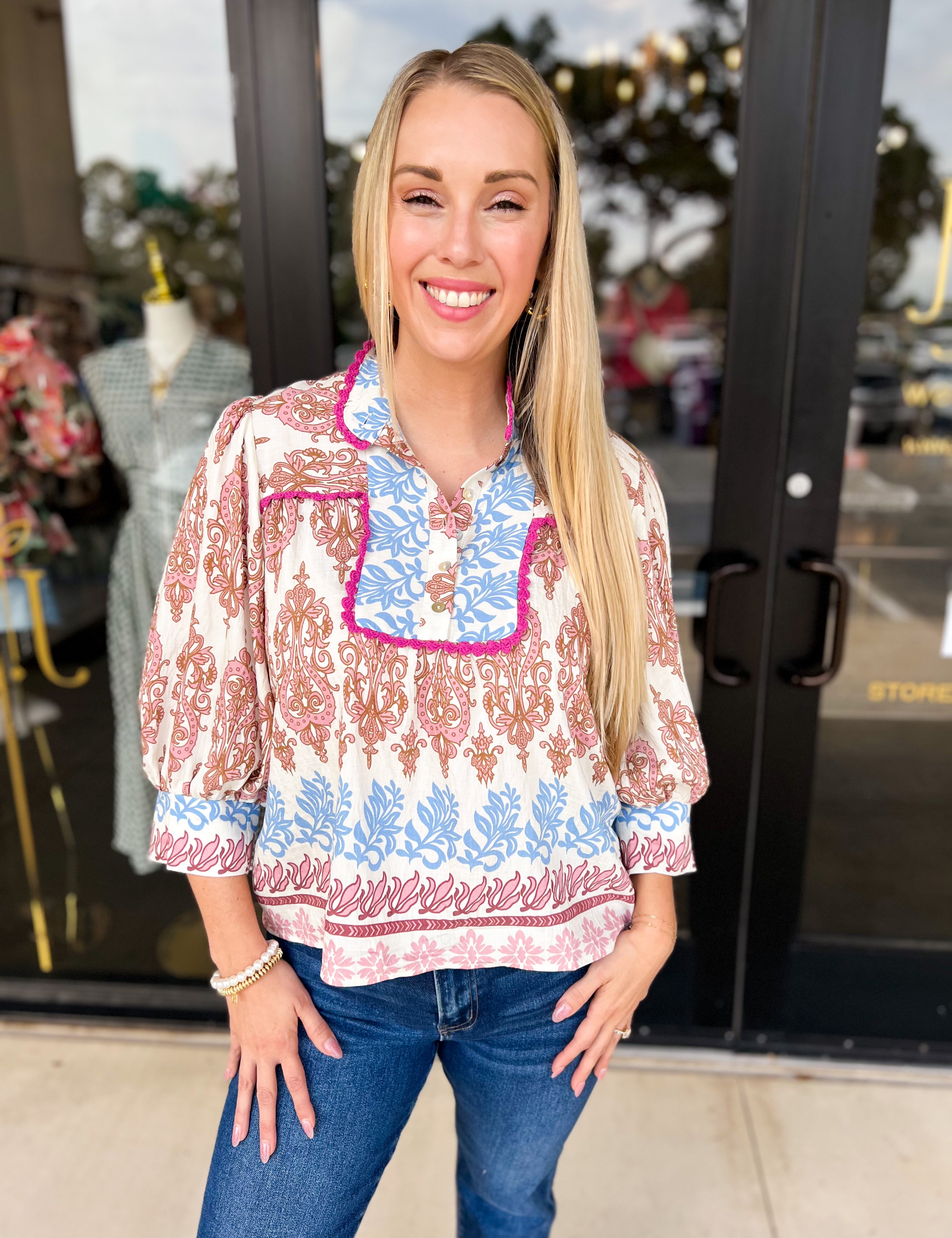 THML - The Faith Blouse-200 Fashion Blouses-THML-July & June Women's Fashion Boutique Located in San Antonio, Texas