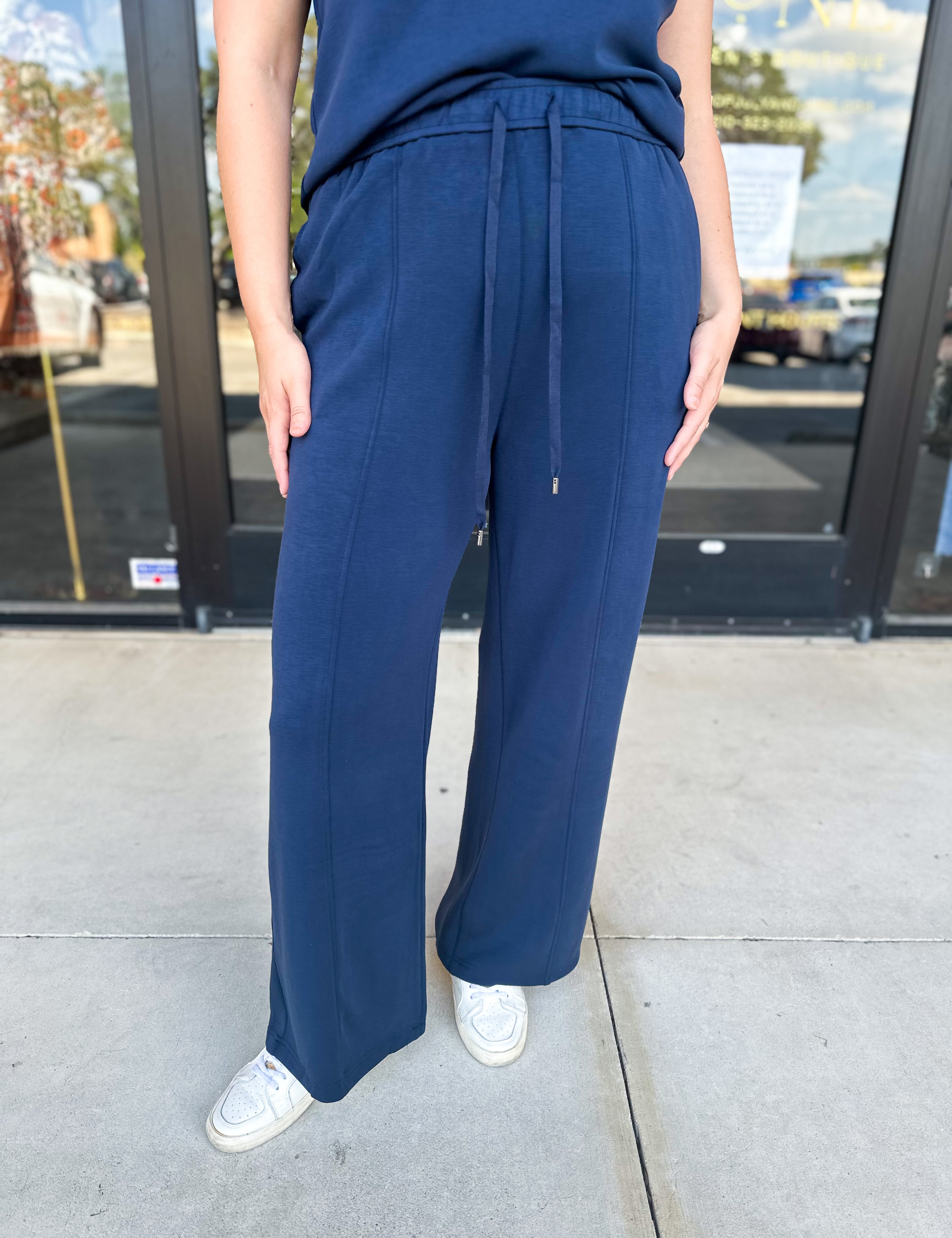 Soft Modal Lounge Pants - Navy - RESTOCK-300 Athleisure/Lounge-SKIES ARE BLUE-July & June Women's Fashion Boutique Located in San Antonio, Texas