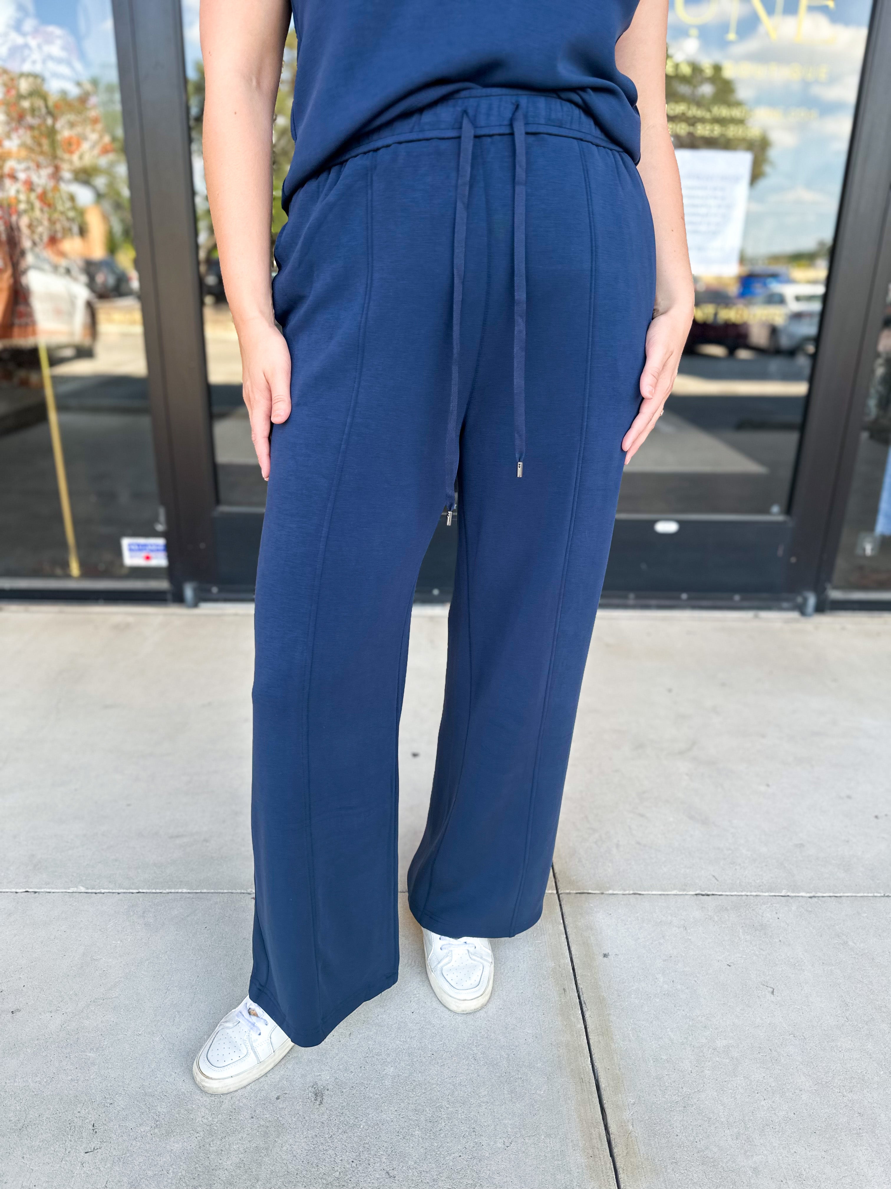 Soft Modal Lounge Pants - Navy - RESTOCK-300 Athleisure/Lounge-SKIES ARE BLUE-July & June Women's Fashion Boutique Located in San Antonio, Texas