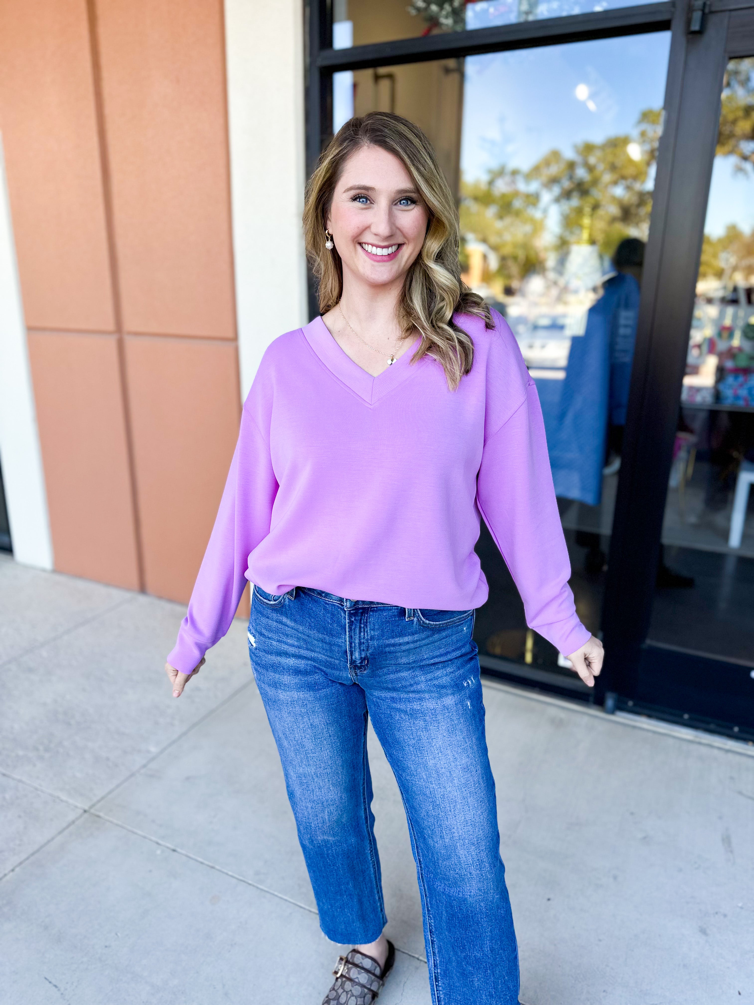 Mary Square - Hazel Long Sleeve - Orchid-210 Casual Blouses-MARY SQUARE-July & June Women's Fashion Boutique Located in San Antonio, Texas
