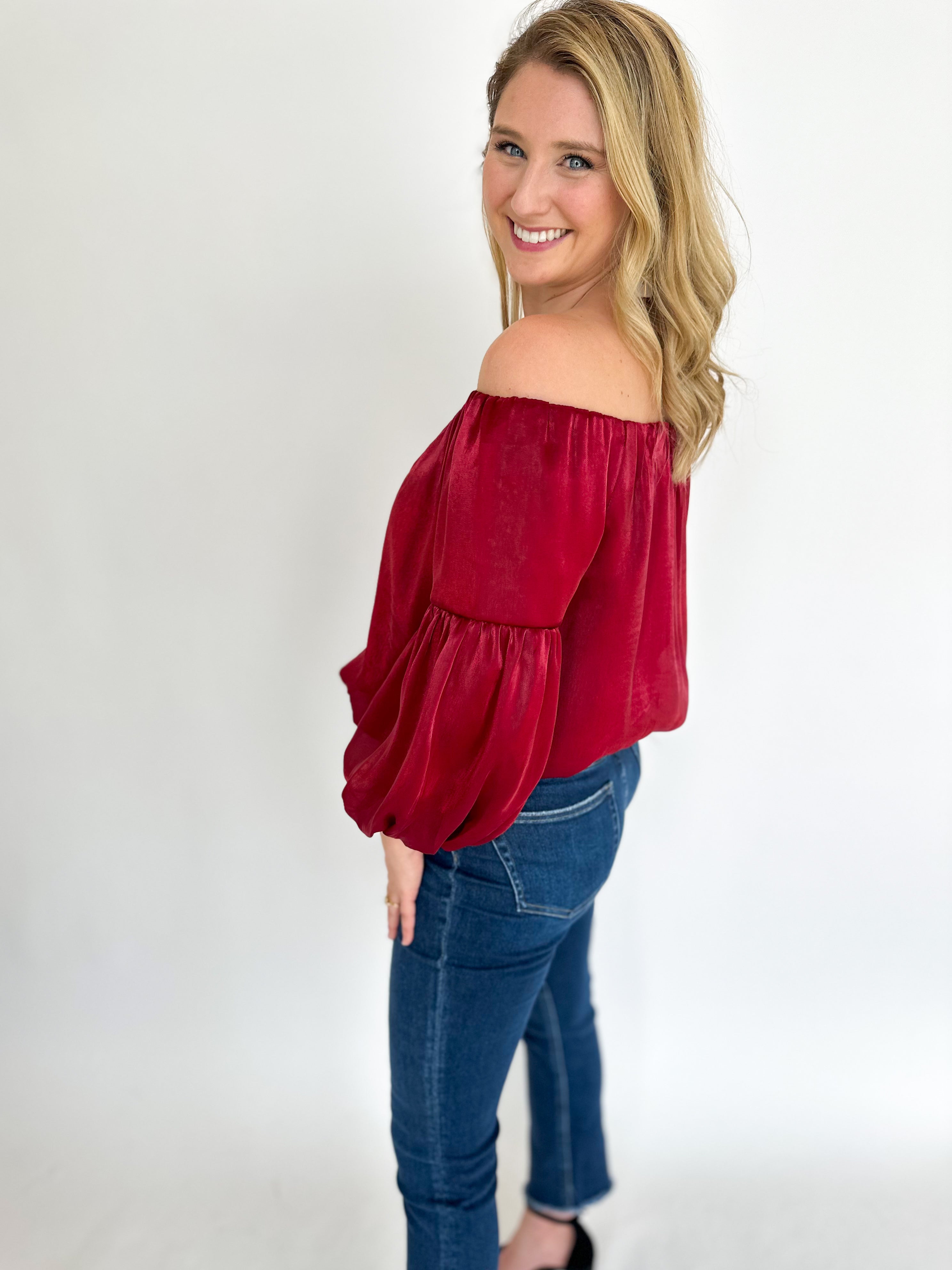 Very Merry Off The Shoulder Blouse-200 Fashion Blouses-FLYING TOMATO-July & June Women's Fashion Boutique Located in San Antonio, Texas