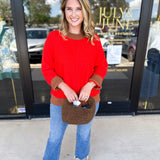 Autumn Woven Genuine Suede Leather Clutch - Chocolate-130 ACCESSORIES-Moda Luxe-July & June Women's Fashion Boutique Located in San Antonio, Texas