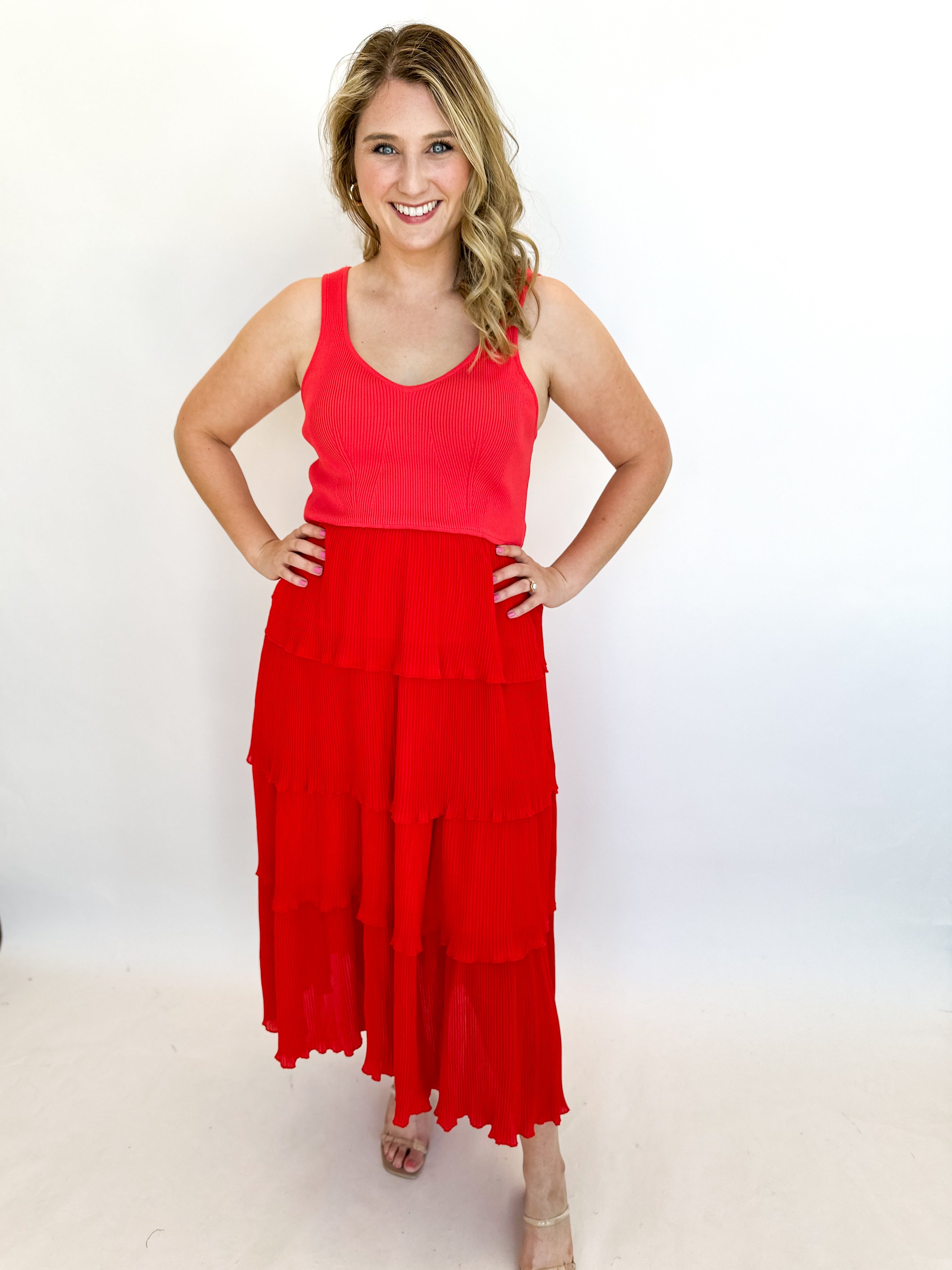 Cabo Midi Dress - Bold Red-500 Midi-&MERCI-July & June Women's Fashion Boutique Located in San Antonio, Texas